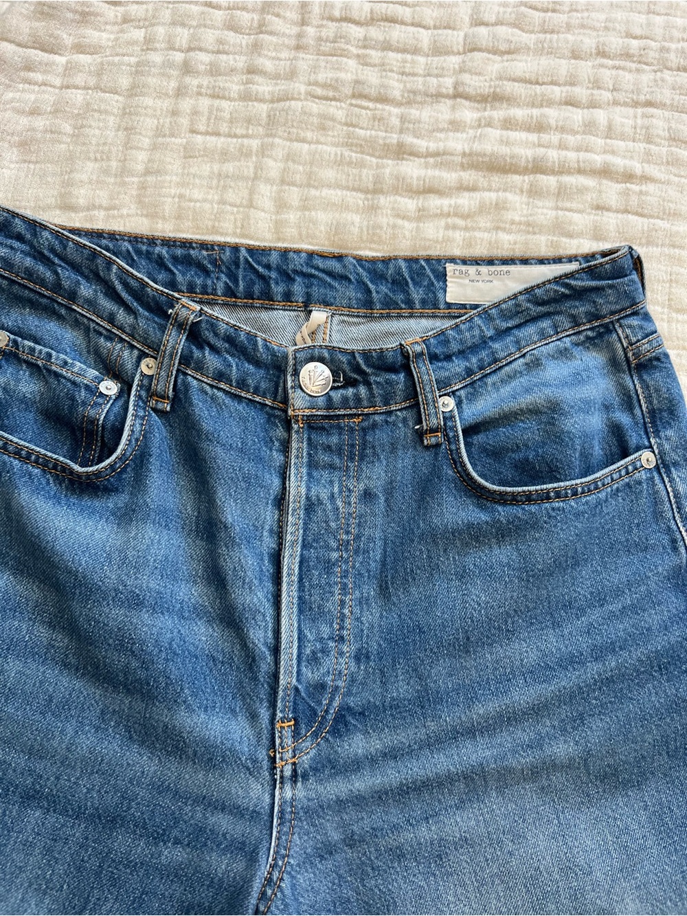 Rag & Bone Wide Leg Jeans Size 30x30 Clearwater Blue Maya High Rise Button Fly - Picture 3 of 12